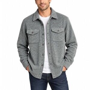 Eddie Bauer Men’s Fast Fleece Gray Heather Shirt Jacket Tall Large NWT